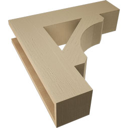 Ekena Millwork - BKTUR055X24X24LEC05RCPR - Timberthane Faux Wood Legacy Style Bracket, Block Ends, 5 1/2"W x 24"D x 24"H, Primed Tan