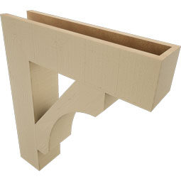 Ekena Millwork - BKTUR055X24X28LEC05RCPR - Timberthane Faux Wood Legacy Style Bracket, Block Ends, 5 1/2"W x 24"D x 28"H, Primed Tan