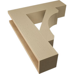 Ekena Millwork - BKTUR055X24X28LEC05RCPR - Timberthane Faux Wood Legacy Style Bracket, Block Ends, 5 1/2"W x 24"D x 28"H, Primed Tan