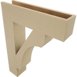 Ekena Millwork - BKTUR055X24X32LEC05RCPR - Timberthane Faux Wood Legacy Style Bracket, Block Ends, 5 1/2"W x 24"D x 32"H, Primed Tan
