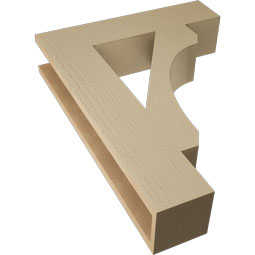 Ekena Millwork - BKTUR055X24X32LEC05RCPR - Timberthane Faux Wood Legacy Style Bracket, Block Ends, 5 1/2"W x 24"D x 32"H, Primed Tan