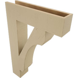 Ekena Millwork - BKTUR055X24X36LEC05RCPR - Timberthane Faux Wood Legacy Style Bracket, Block Ends, 5 1/2"W x 24"D x 36"H, Primed Tan