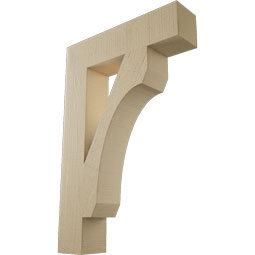 Ekena Millwork - BKTUR055X24X36LEC05RCPR - Timberthane Faux Wood Legacy Style Bracket, Block Ends, 5 1/2"W x 24"D x 36"H, Primed Tan