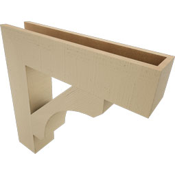Ekena Millwork - BKTUR055X26X26LEC05RCPR - Timberthane Faux Wood Legacy Style Bracket, Block Ends, 5 1/2"W x 26"D x 26"H, Primed Tan