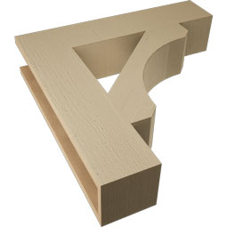 Ekena Millwork - BKTUR055X26X26LEC05RCPR - Timberthane Faux Wood Legacy Style Bracket, Block Ends, 5 1/2"W x 26"D x 26"H, Primed Tan