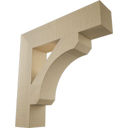 Ekena Millwork - BKTUR055X26X26LEC05RCPR - Timberthane Faux Wood Legacy Style Bracket, Block Ends, 5 1/2"W x 26"D x 26"H, Primed Tan
