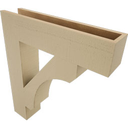 Ekena Millwork - BKTUR055X26X30LEC05RCPR - Timberthane Faux Wood Legacy Style Bracket, Block Ends, 5 1/2"W x 26"D x 30"H, Primed Tan