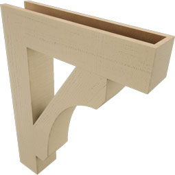 Ekena Millwork - BKTUR055X26X34LEC05RCPR - Timberthane Faux Wood Legacy Style Bracket, Block Ends, 5 1/2"W x 26"D x 34"H, Primed Tan