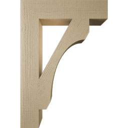 Ekena Millwork - BKTUR055X26X38LEC05RCPR - Timberthane Faux Wood Legacy Style Bracket, Block Ends, 5 1/2"W x 26"D x 38"H, Primed Tan