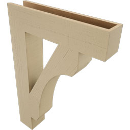 Ekena Millwork - BKTUR055X26X38LEC05RCPR - Timberthane Faux Wood Legacy Style Bracket, Block Ends, 5 1/2"W x 26"D x 38"H, Primed Tan