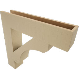 Ekena Millwork - BKTUR055X28X28LEC05RCPR - Timberthane Faux Wood Legacy Style Bracket, Block Ends, 5 1/2"W x 28"D x 28"H, Primed Tan
