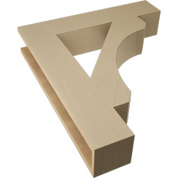 Ekena Millwork - BKTUR055X28X32LEC05RCPR - Timberthane Faux Wood Legacy Style Bracket, Block Ends, 5 1/2"W x 28"D x 32"H, Primed Tan