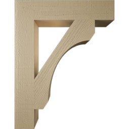 Ekena Millwork - BKTUR055X28X36LEC05RCPR - Timberthane Faux Wood Legacy Style Bracket, Block Ends, 5 1/2"W x 28"D x 36"H, Primed Tan