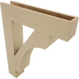 Ekena Millwork - BKTUR055X28X36LEC05RCPR - Timberthane Faux Wood Legacy Style Bracket, Block Ends, 5 1/2"W x 28"D x 36"H, Primed Tan