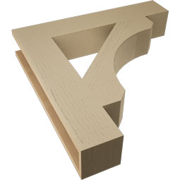 Ekena Millwork - BKTUR055X30X30LEC05RCPR - Timberthane Faux Wood Legacy Style Bracket, Block Ends, 5 1/2"W x 30"D x 30"H, Primed Tan