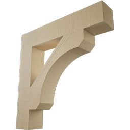 Ekena Millwork - BKTUR055X30X30LEC05RCPR - Timberthane Faux Wood Legacy Style Bracket, Block Ends, 5 1/2"W x 30"D x 30"H, Primed Tan