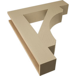 Ekena Millwork - BKTUR055X30X34LEC05RCPR - Timberthane Faux Wood Legacy Style Bracket, Block Ends, 5 1/2"W x 30"D x 34"H, Primed Tan
