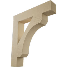 Ekena Millwork - BKTUR055X30X34LEC05RCPR - Timberthane Faux Wood Legacy Style Bracket, Block Ends, 5 1/2"W x 30"D x 34"H, Primed Tan