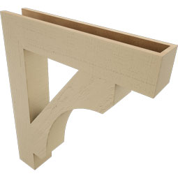 Ekena Millwork - BKTUR055X30X36LEC05RCPR - Timberthane Faux Wood Legacy Style Bracket, Block Ends, 5 1/2"W x 30"D x 36"H, Primed Tan