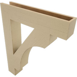Ekena Millwork - BKTUR055X30X38LEC05RCPR - Timberthane Faux Wood Legacy Style Bracket, Block Ends, 5 1/2"W x 30"D x 38"H, Primed Tan