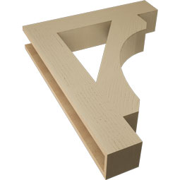 Ekena Millwork - BKTUR055X30X38LEC05RCPR - Timberthane Faux Wood Legacy Style Bracket, Block Ends, 5 1/2"W x 30"D x 38"H, Primed Tan