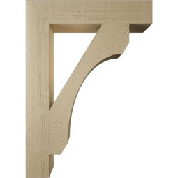 Ekena Millwork - BKTUR055X30X42LEC05RCPR - Timberthane Faux Wood Legacy Style Bracket, Block Ends, 5 1/2"W x 30"D x 42"H, Primed Tan