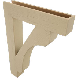 Ekena Millwork - BKTUR055X30X42LEC05RCPR - Timberthane Faux Wood Legacy Style Bracket, Block Ends, 5 1/2"W x 30"D x 42"H, Primed Tan