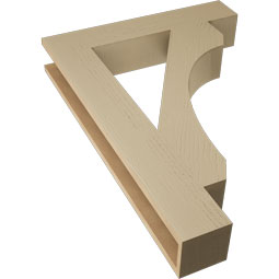 Ekena Millwork - BKTUR055X30X42LEC05RCPR - Timberthane Faux Wood Legacy Style Bracket, Block Ends, 5 1/2"W x 30"D x 42"H, Primed Tan