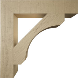 Ekena Millwork - BKTUR055X32X32LEC05RCPR - Timberthane Faux Wood Legacy Style Bracket, Block Ends, 5 1/2"W x 32"D x 32"H, Primed Tan