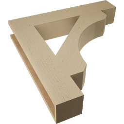 Ekena Millwork - BKTUR055X32X32LEC05RCPR - Timberthane Faux Wood Legacy Style Bracket, Block Ends, 5 1/2"W x 32"D x 32"H, Primed Tan