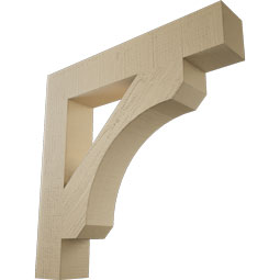 Ekena Millwork - BKTUR055X32X32LEC05RCPR - Timberthane Faux Wood Legacy Style Bracket, Block Ends, 5 1/2"W x 32"D x 32"H, Primed Tan