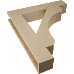 Ekena Millwork - BKTUR055X32X36LEC05RCPR - Timberthane Faux Wood Legacy Style Bracket, Block Ends, 5 1/2"W x 32"D x 36"H, Primed Tan