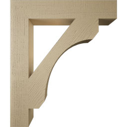 Ekena Millwork - BKTUR055X32X38LEC05RCPR - Timberthane Faux Wood Legacy Style Bracket, Block Ends, 5 1/2"W x 32"D x 38"H, Primed Tan