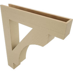 Ekena Millwork - BKTUR055X32X38LEC05RCPR - Timberthane Faux Wood Legacy Style Bracket, Block Ends, 5 1/2"W x 32"D x 38"H, Primed Tan