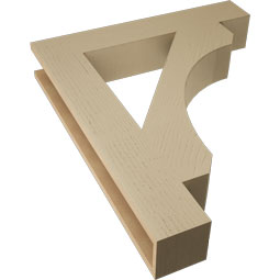 Ekena Millwork - BKTUR055X32X38LEC05RCPR - Timberthane Faux Wood Legacy Style Bracket, Block Ends, 5 1/2"W x 32"D x 38"H, Primed Tan