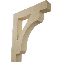 Ekena Millwork - BKTUR055X32X38LEC05RCPR - Timberthane Faux Wood Legacy Style Bracket, Block Ends, 5 1/2"W x 32"D x 38"H, Primed Tan