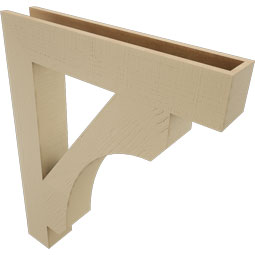 Ekena Millwork - BKTUR055X32X40LEC05RCPR - Timberthane Faux Wood Legacy Style Bracket, Block Ends, 5 1/2"W x 32"D x 40"H, Primed Tan