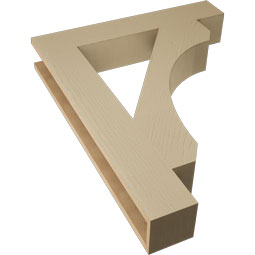 Ekena Millwork - BKTUR055X32X40LEC05RCPR - Timberthane Faux Wood Legacy Style Bracket, Block Ends, 5 1/2"W x 32"D x 40"H, Primed Tan