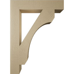 Ekena Millwork - BKTUR055X32X44LEC05RCPR - Timberthane Faux Wood Legacy Style Bracket, Block Ends, 5 1/2"W x 32"D x 44"H, Primed Tan