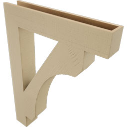 Ekena Millwork - BKTUR055X32X44LEC05RCPR - Timberthane Faux Wood Legacy Style Bracket, Block Ends, 5 1/2"W x 32"D x 44"H, Primed Tan