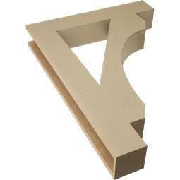 Ekena Millwork - BKTUR055X32X44LEC05RCPR - Timberthane Faux Wood Legacy Style Bracket, Block Ends, 5 1/2"W x 32"D x 44"H, Primed Tan