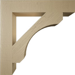 Ekena Millwork - BKTUR055X34X34LEC05RCPR - Timberthane Faux Wood Legacy Style Bracket, Block Ends, 5 1/2"W x 34"D x 34"H, Primed Tan