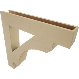 Ekena Millwork - BKTUR055X34X34LEC05RCPR - Timberthane Faux Wood Legacy Style Bracket, Block Ends, 5 1/2"W x 34"D x 34"H, Primed Tan