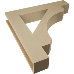 Ekena Millwork - BKTUR055X34X34LEC05RCPR - Timberthane Faux Wood Legacy Style Bracket, Block Ends, 5 1/2"W x 34"D x 34"H, Primed Tan