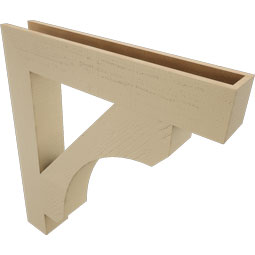 Ekena Millwork - BKTUR055X34X38LEC05RCPR - Timberthane Faux Wood Legacy Style Bracket, Block Ends, 5 1/2"W x 34"D x 38"H, Primed Tan