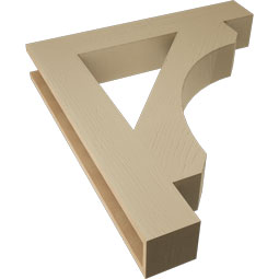 Ekena Millwork - BKTUR055X34X38LEC05RCPR - Timberthane Faux Wood Legacy Style Bracket, Block Ends, 5 1/2"W x 34"D x 38"H, Primed Tan