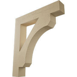 Ekena Millwork - BKTUR055X34X38LEC05RCPR - Timberthane Faux Wood Legacy Style Bracket, Block Ends, 5 1/2"W x 34"D x 38"H, Primed Tan