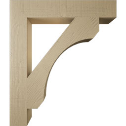 Ekena Millwork - BKTUR055X34X40LEC05RCPR - Timberthane Faux Wood Legacy Style Bracket, Block Ends, 5 1/2"W x 34"D x 40"H, Primed Tan