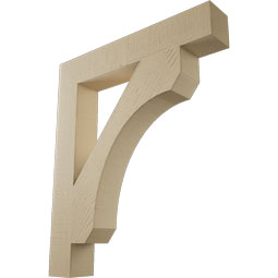 Ekena Millwork - BKTUR055X34X40LEC05RCPR - Timberthane Faux Wood Legacy Style Bracket, Block Ends, 5 1/2"W x 34"D x 40"H, Primed Tan