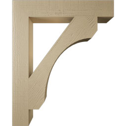 Ekena Millwork - BKTUR055X34X42LEC05RCPR - Timberthane Faux Wood Legacy Style Bracket, Block Ends, 5 1/2"W x 34"D x 42"H, Primed Tan